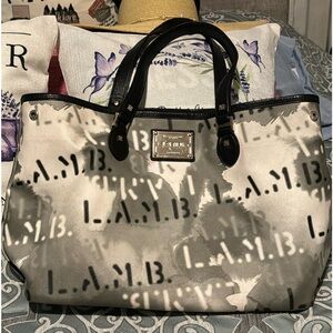 L.A.M.B Large Leather Watercolor Graffiti Tote Bag